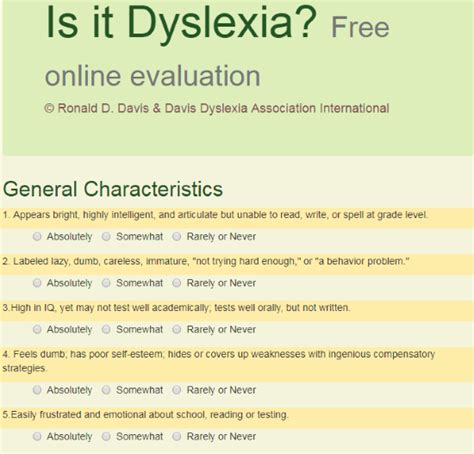 dyslexia test